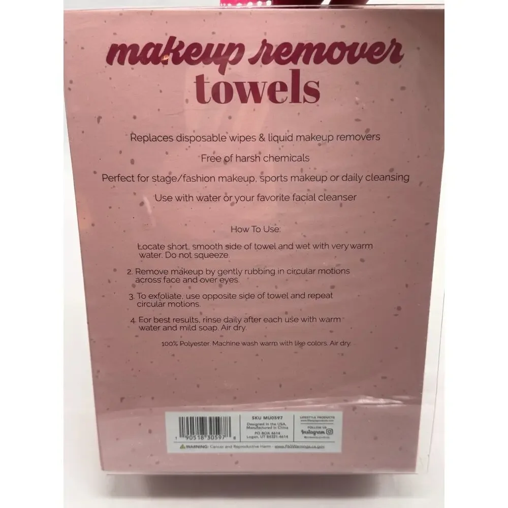 Reusable Rose Makeup Remover Towels Set of 7 Mini Facial Cloths Gift Box Beauty